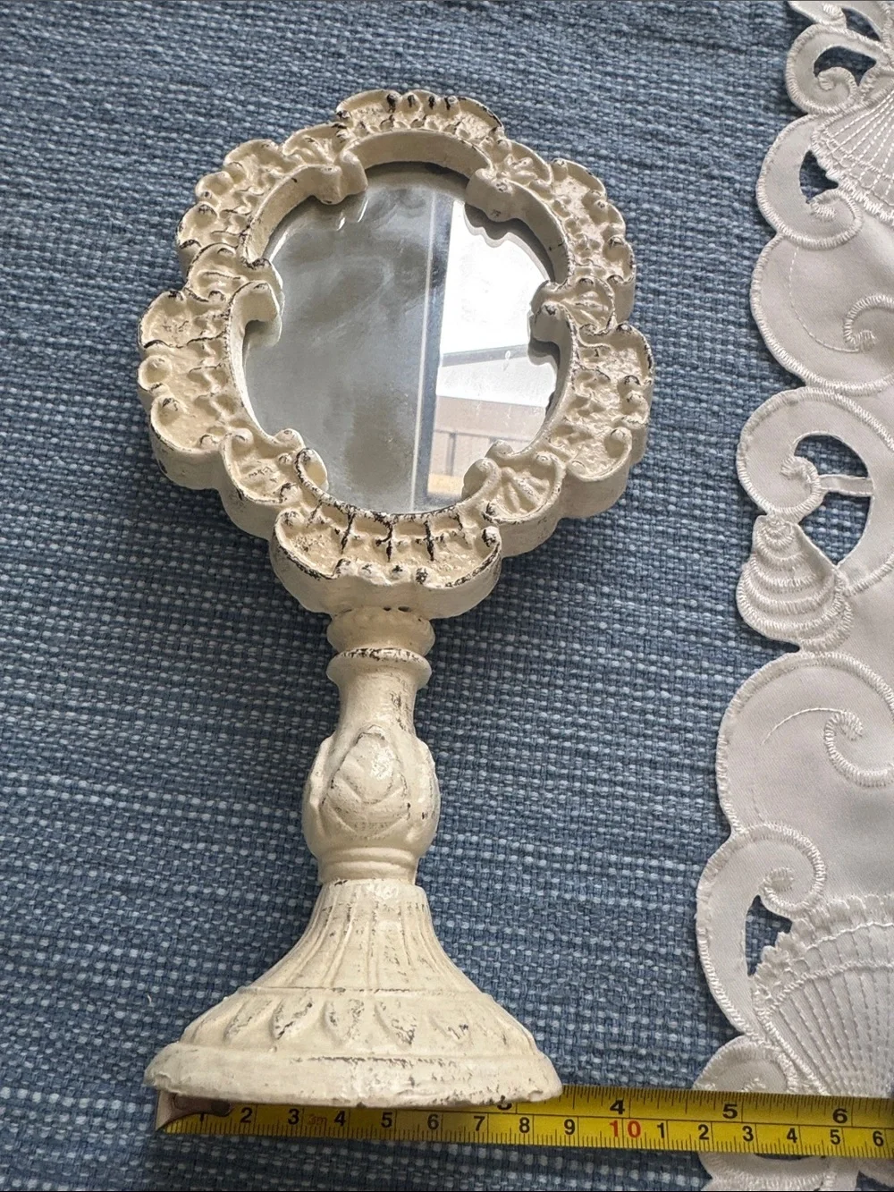 Vintage-Style White Decorative Vanity Mirror - cream